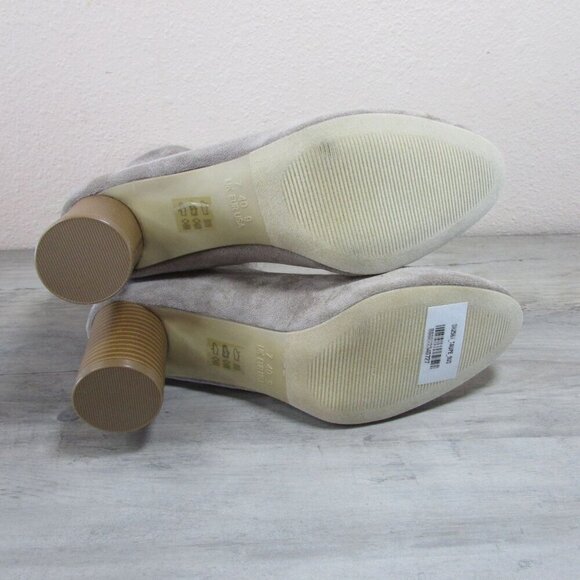 London Rag Women's 9 Emerson Micro Suede Block Heel Ankle Boots Taupe - Picture 5 of 6